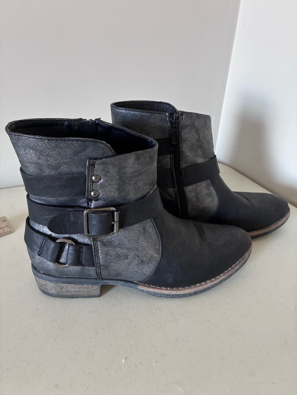 Patrizia Pepe Black Leather Ankle Booties with Buckle Accent